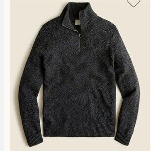 J.Crew Rugged Merino Wool Blend Half-zip Sweater Marled Carbon Black Sz L B0011